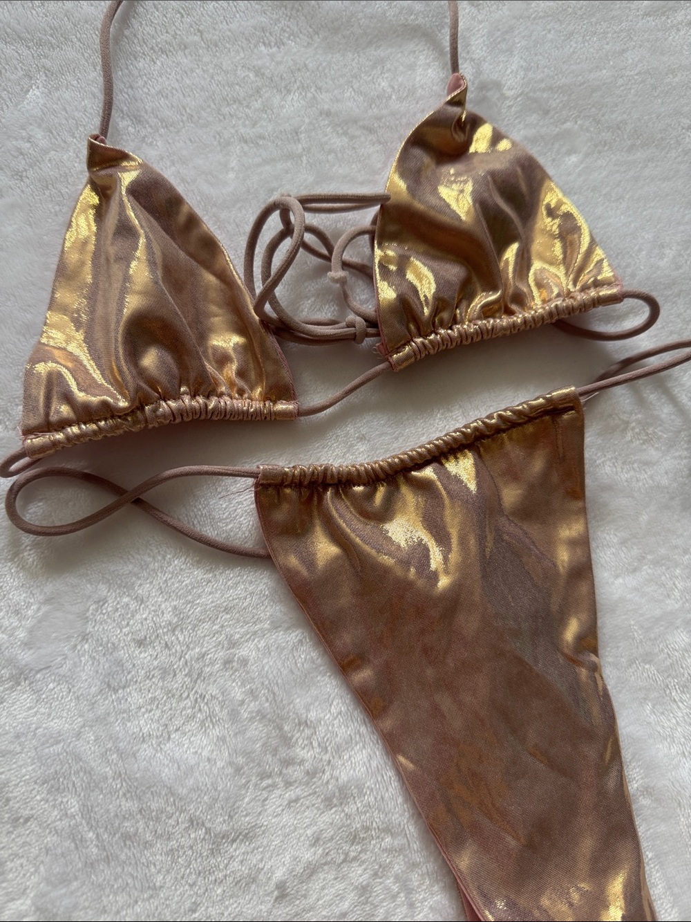 Pinky Gold String Bikini Set - Picture 2 of 4